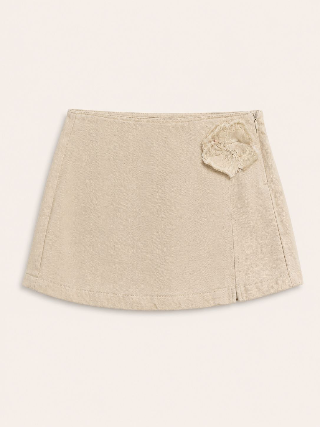 Falda short denim crema