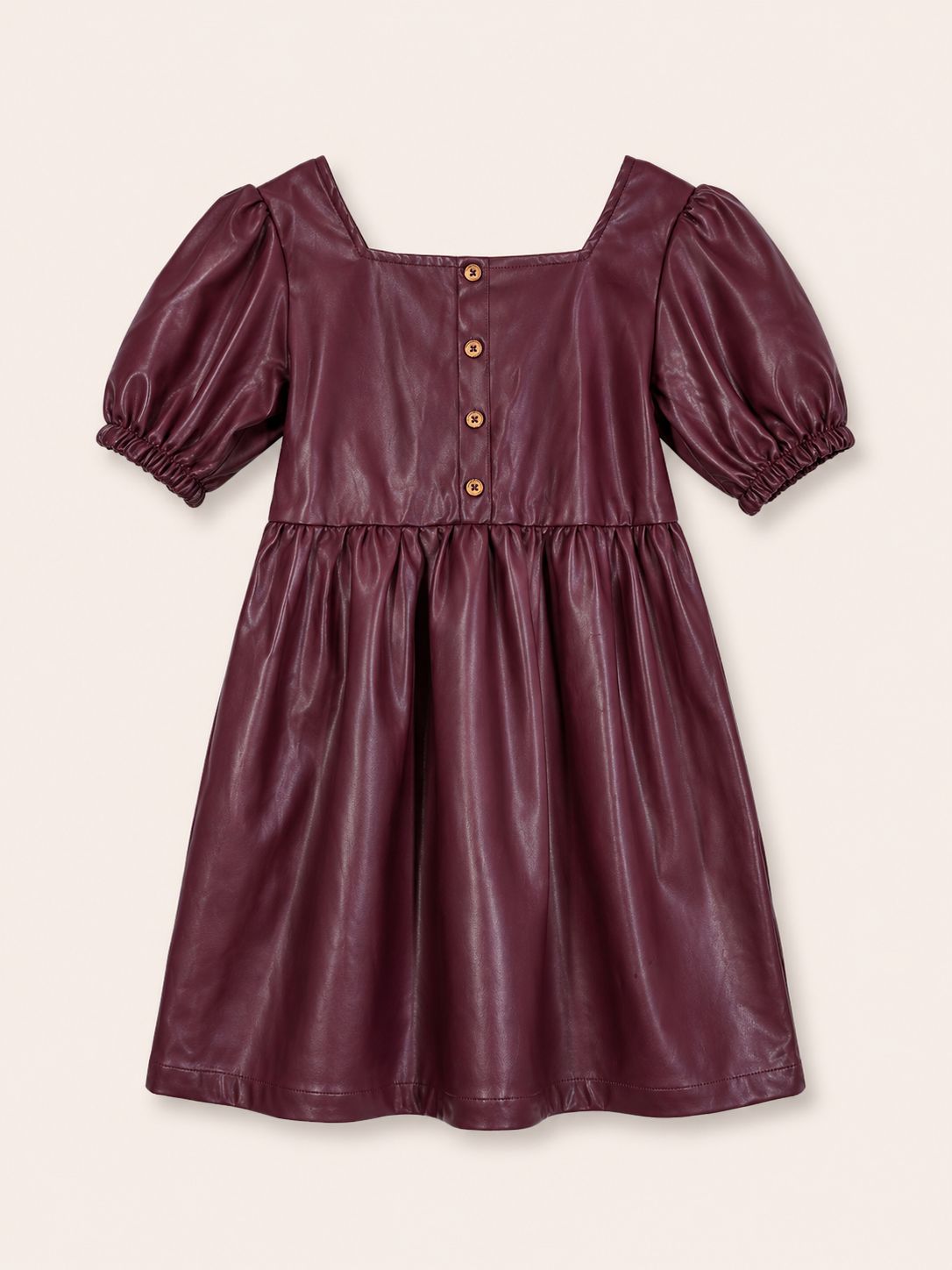 Vestido cuero sintético burdeos