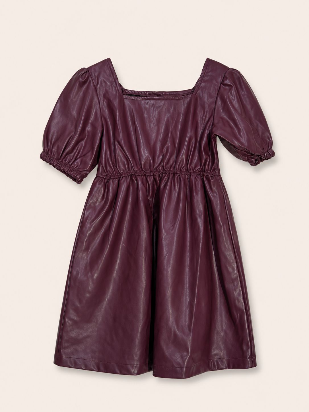 Vestido cuero sintético burdeos - Miniatura 2