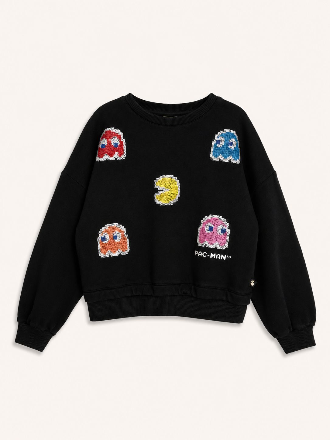 Polera crop Pacman con lentejuelas