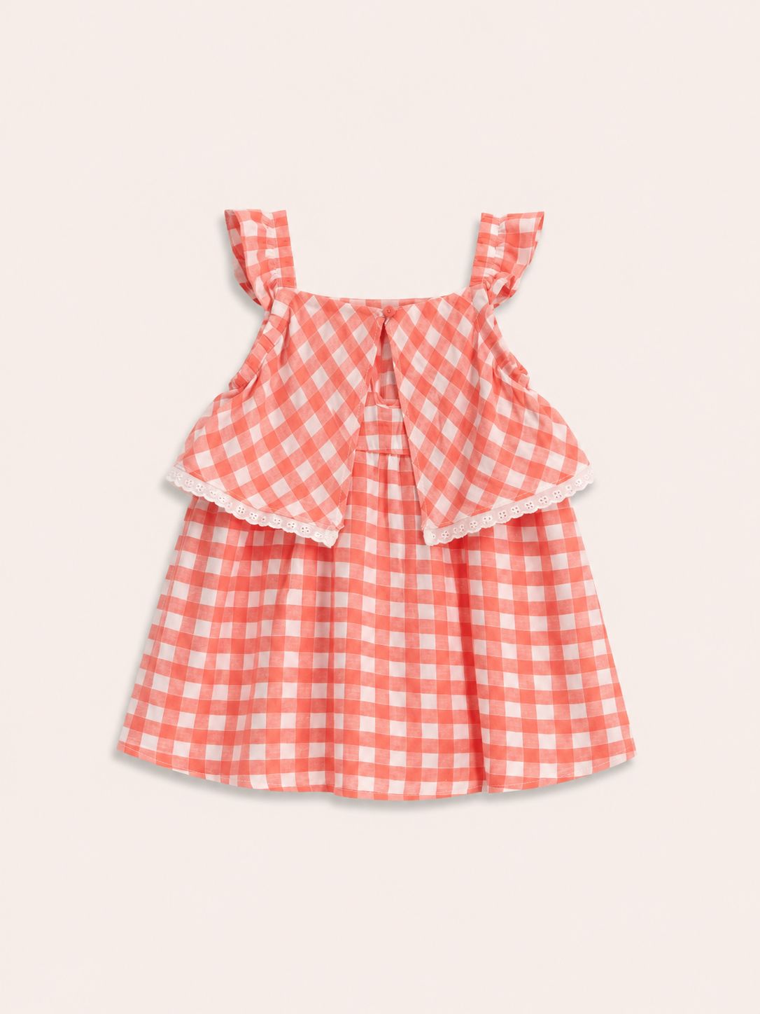 Vestido cuadros coral y blanco - Miniatura 2