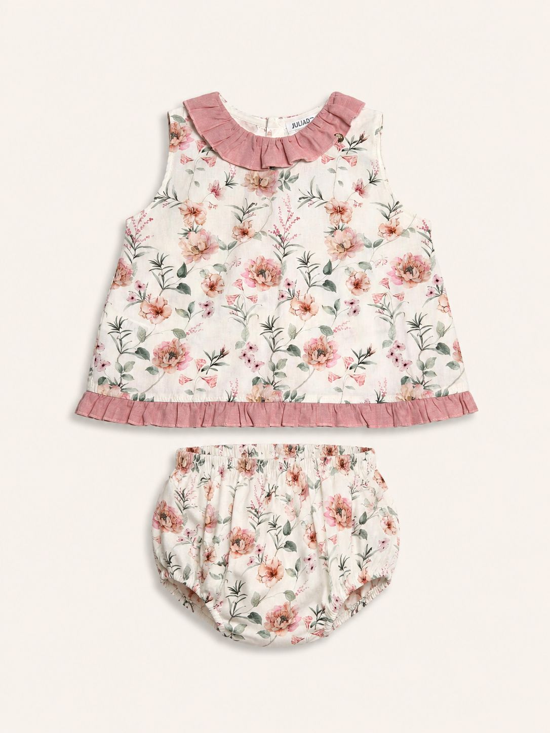Conjunto Flores rosa empolvado