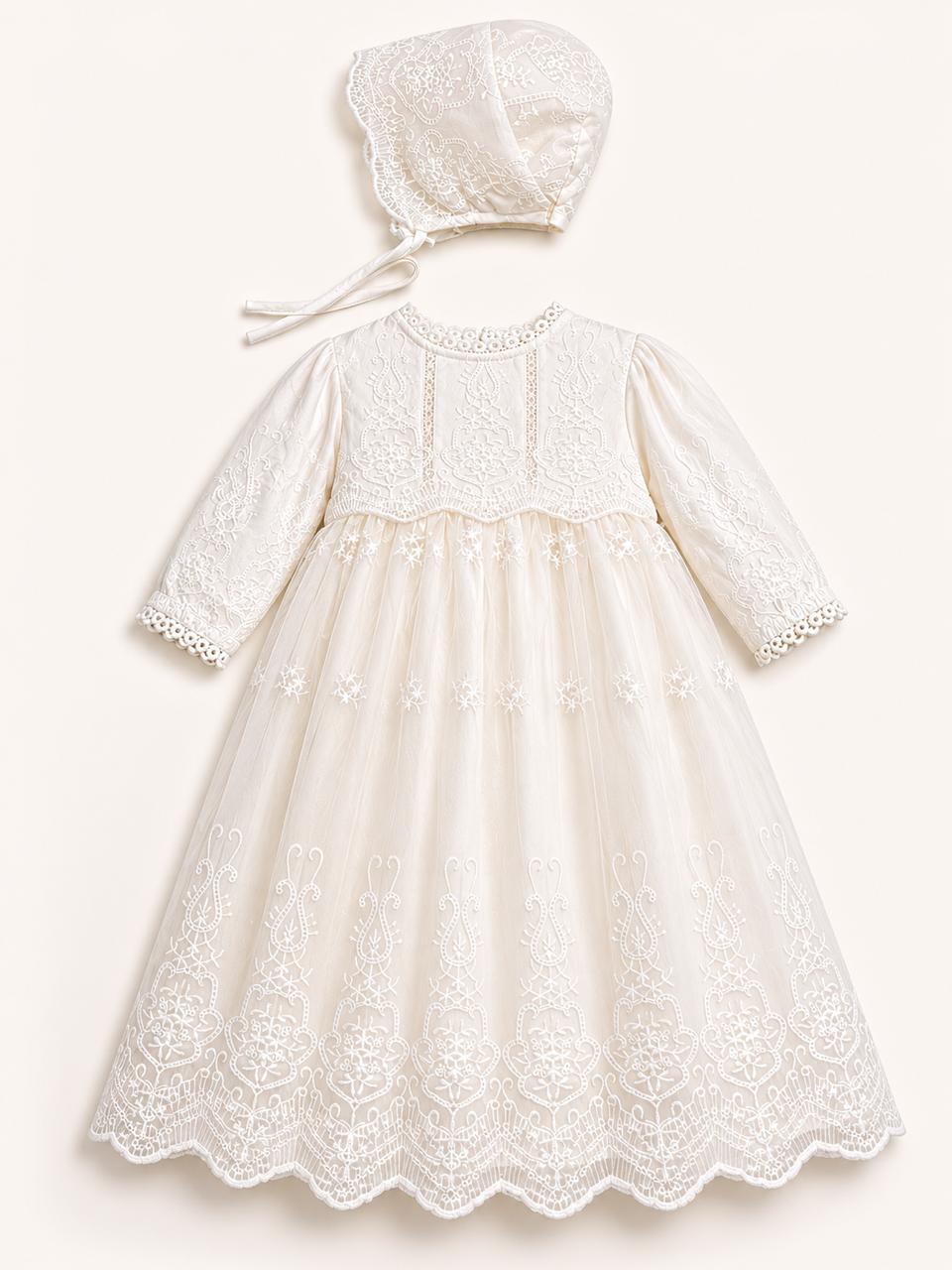 Vestido blanco tul con encaje