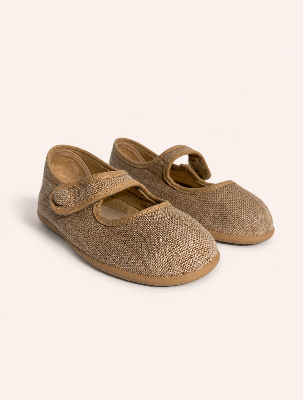 Merceditas beige doradas con velcro