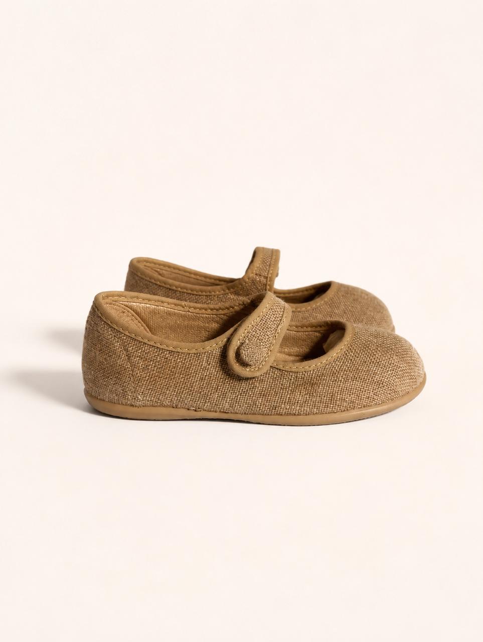 Merceditas beige doradas con velcro - Miniatura 2
