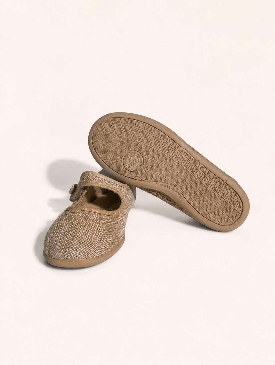 Merceditas beige doradas con velcro - Miniatura 4