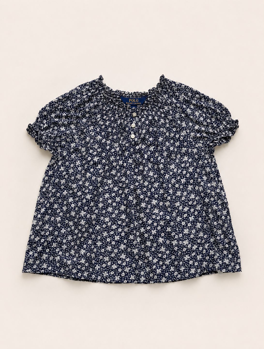 Blusa azul flores blancas